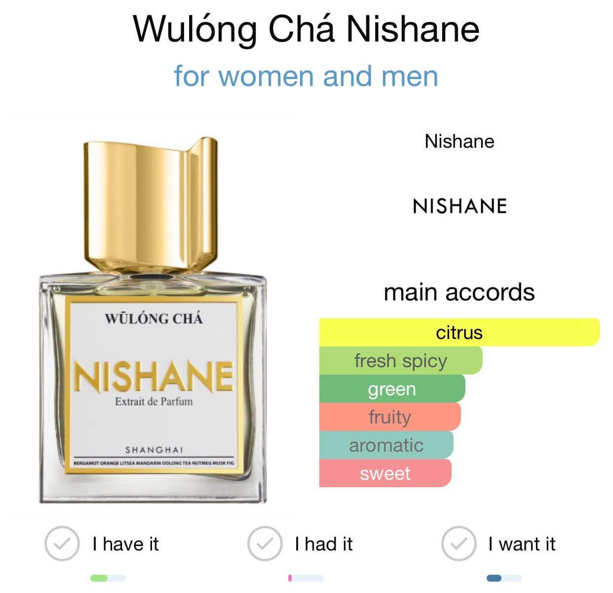 น้ำหอม NISHANE Wulong Cha Extrait de Parfum