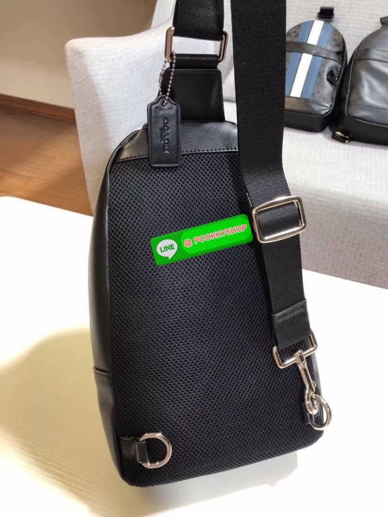 Coach Crossbody Charles Charcoal Black Signature Coated Canvas Backpack