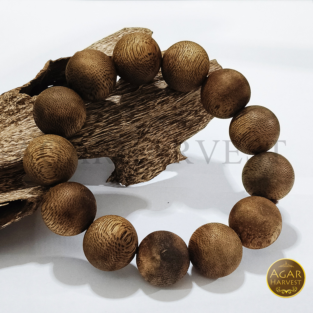 สร้อยข้อมือ กำไล ลูกประคำ จากแก่นไม้หอมกฤษณา Agarwood Beads Bracelet (13 Beads) 20mm / Mala / Rosary 1 unit