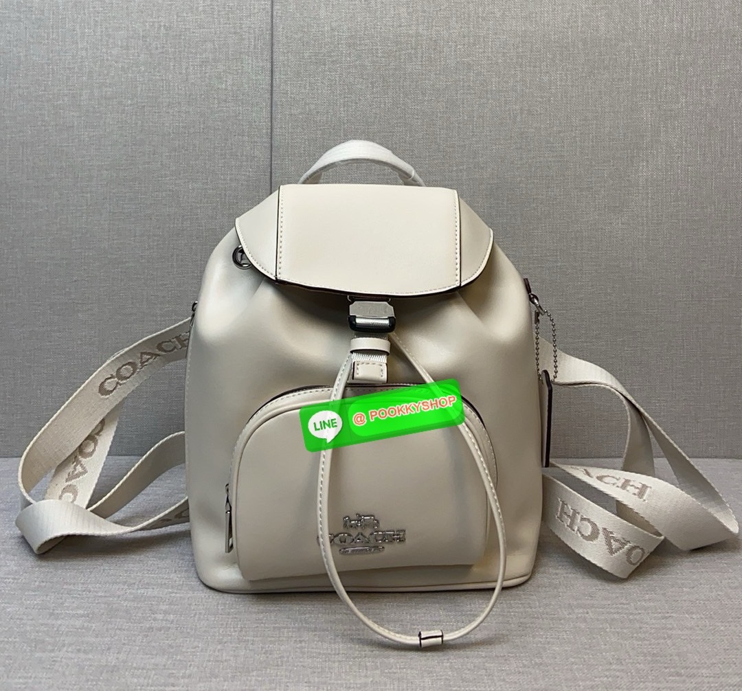 COACH PACE BACKPACK COACH CR100 | Refined calf leather | Inside zip and multifunction pockets | Drawstring and speedclip closures, fabric lining | Handle with 3" drop | Outside zip pocket | Outside zip access to interior |