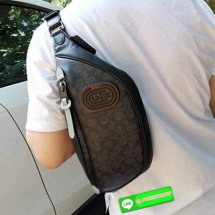 BLACK IN STOCK💥 BEST SELLER!!🔥🔥 >>>มาแล้วๆ ระดับตัวTOP รุ่นฮิต ที่ทุกคนรอคอย😎😎 COACH RIVINGTON BELT BAG IN SIGNATURE CANVAS WITH COACH PATCH(COACH 79037)🍁อย่างหล่อเลย สุดเท่ ลงตัวจริงๆ!! //⚠️