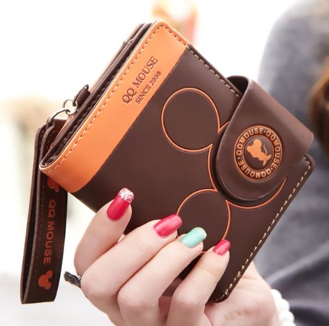 กระเป๋าสตางค์ผู้หญิง ใบสั้น หนัง pu แบบน่ารัก ๆ ลายมิกกี้เมาส์ แบบเก๋ ดีไซน์สวย