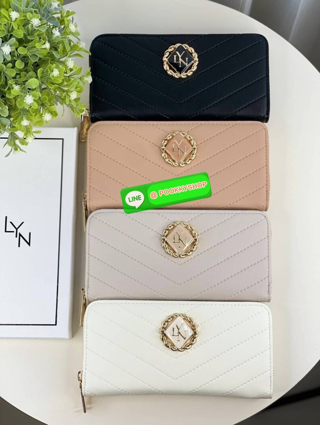LYN แท้ Outlet กระเป๋าสตางค์ใบยาว เปิดปิดด้วยซิปรอบ