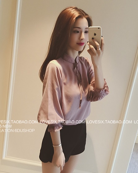 เสื้อแฟชั่นผ้าชีฟองซีทรู มีซับในสายเดี่ยวแยกชิ้น สีชมพูนู้ด