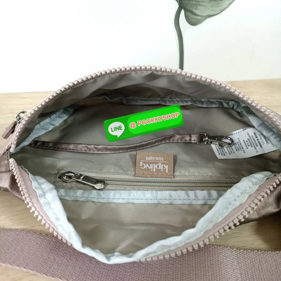 KIPLING YASEMINA Fanny Pack ซับในสีพื้น หัวซิปโลหะไม่มีอักษรแบรนด์ กระเป๋าคาดอกหรือคาดเอว วัสดุด้านนอก Nylon +polyester