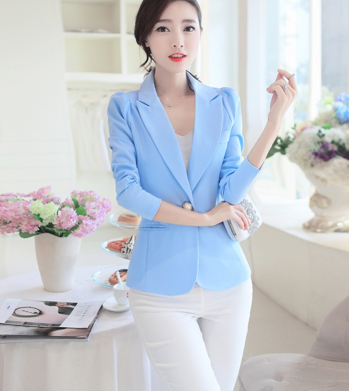 เสื้อสูทสีฟ้าอ่อน ตัดเย็บซับในซ่อนตะเข็บอย่างดี รุ่น