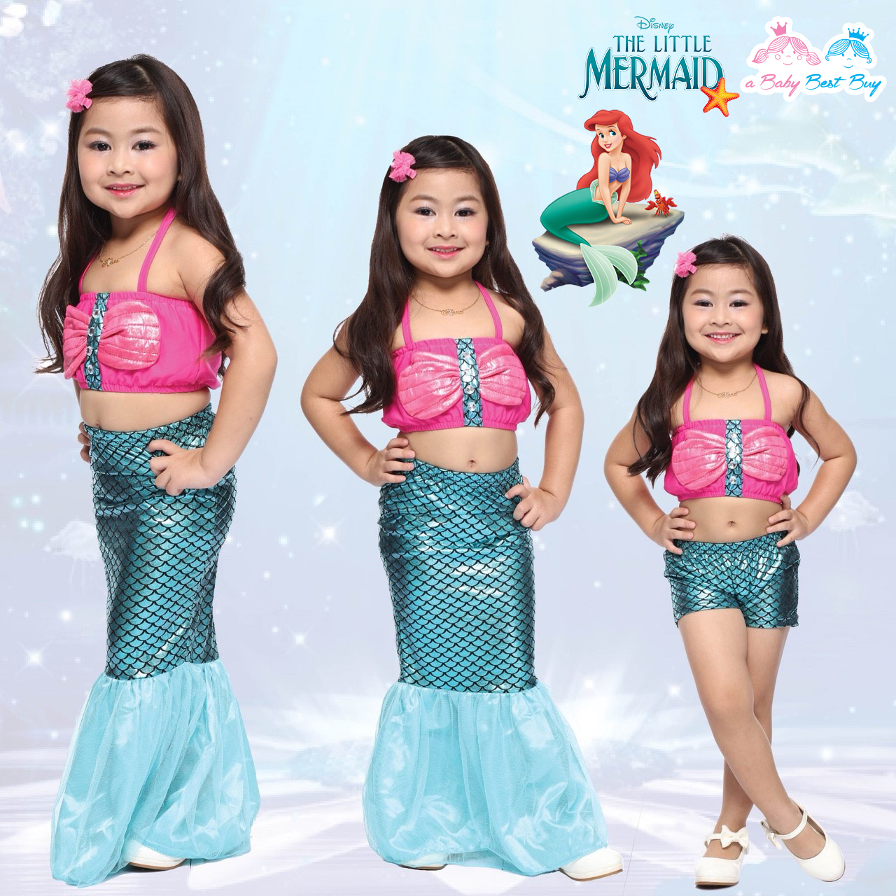 ฮ " ชุดแฟนซี เจ้าหญิงแอเรียล นางเงือก Ariel จากเรื่อง Little Mermaid ชุดแฟนซีเจ้าหญิง ผ้าดี ใส่สบาย (สำหรับเด็กอายุ 3-10 ปี)
