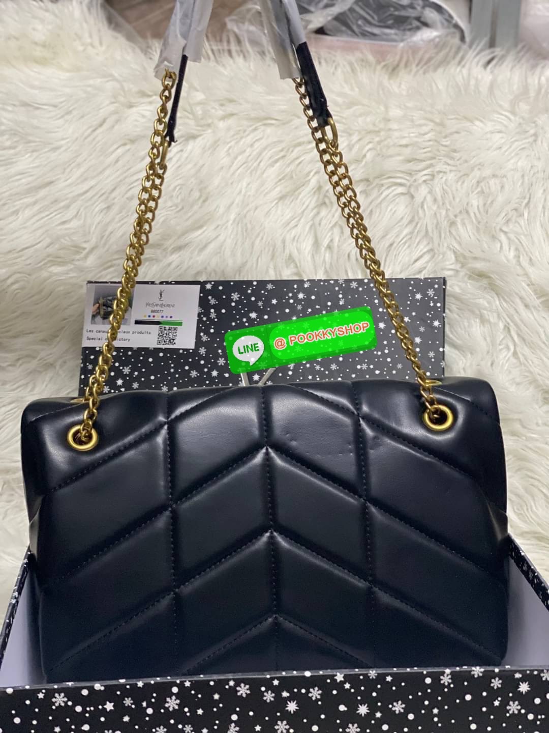 SAINT LAURENT Loulou Puffer Small shoulder bag material: leather internal details: fabric lining, internal zipped pocket colour of fastening: gold tone hardware adjustable chain and leather shoulder strap magnetic fastening