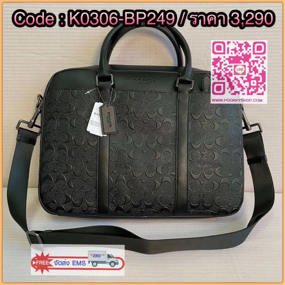 กระเป๋า PERRY SLIM BRIEF IN SIGNATURE CROSSGRAIN LEATHER (coach 72230) กระเป๋าเอกสาร หนังครอสเกรนซิกเนเจอร์ ด้านในมีซิป โทรศัพท์มือถือ และกระเป๋าอเนกประสงค์ ด้านในซองใส่แล็ปท็อป ปิดด้วยซิป ซับในด้วยผ้า ด้านนอกมีซิปและช่องใส่ของแบบสอด หูหิ้วพร้อมสายสะพายยา