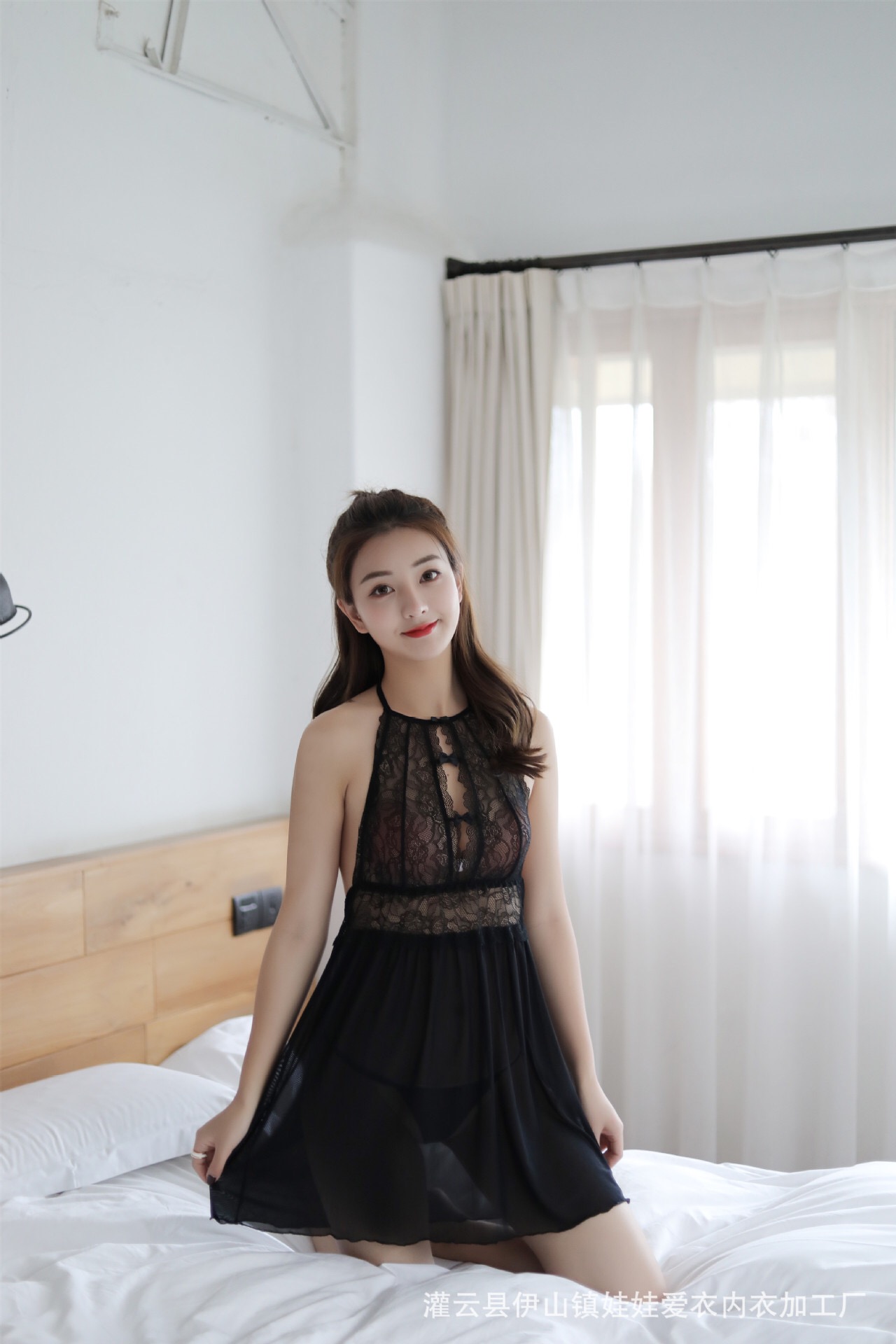 ชุดเดรส ชุดนอน ลูกไม้ ซีทรู สีดำ เนื้อผ้าลูกไม้สวยหรู งานสวย เซ็กซี่มากคะ สำเนา