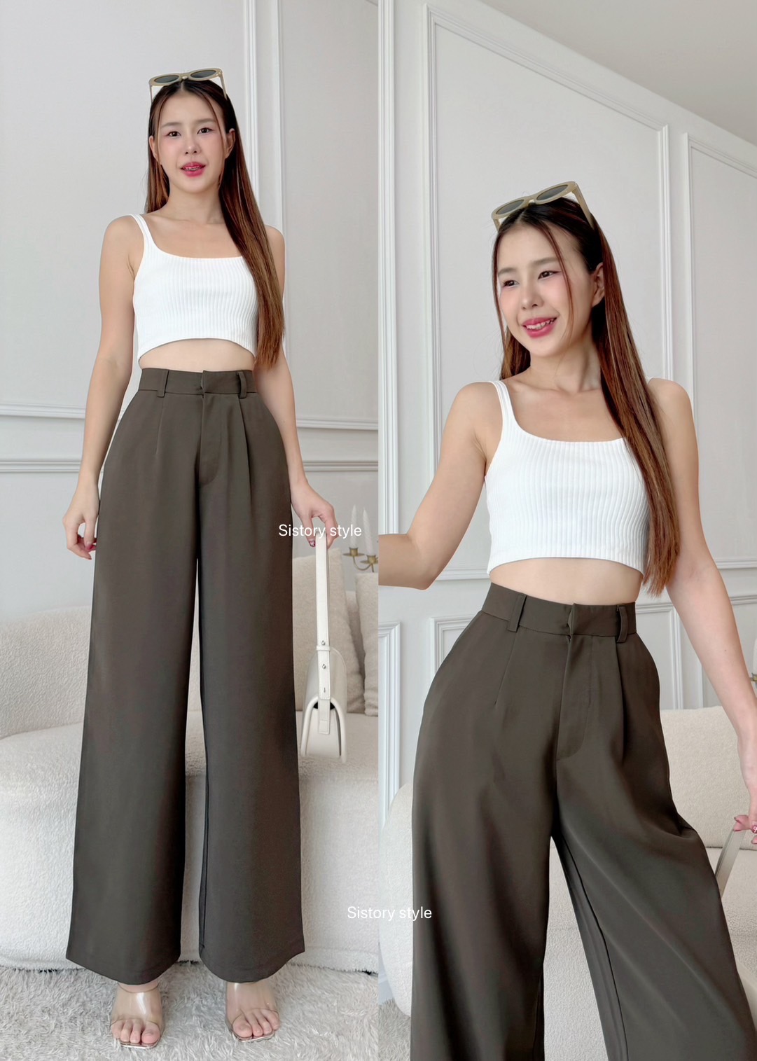 กางเกงแฟชั่น กระบอกใหญ่ จีบทวิส เก็บทรงสวย เลิกกังวลทั้งพุงและต้นขา