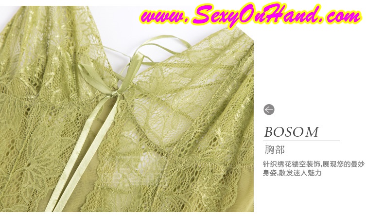 ชุดนอนเซ็กซี่ ชุดนอน ซีทรู แต่งลูกไม้ ชุดสายเดี่ยว ลูกไม้ซีทูสีเขียวอ่อน แต่งลูกไม้ด้านหน้า และชายกระโปรง ด้านหลังแต่งริบบิ้น ร้อยสลับแบบเก๋ๆ เพื่อเพิ่มความยืดหยุ่นตามสัดส่วนคะ สีหรูๆ คุณหนู จร้า+ G-string