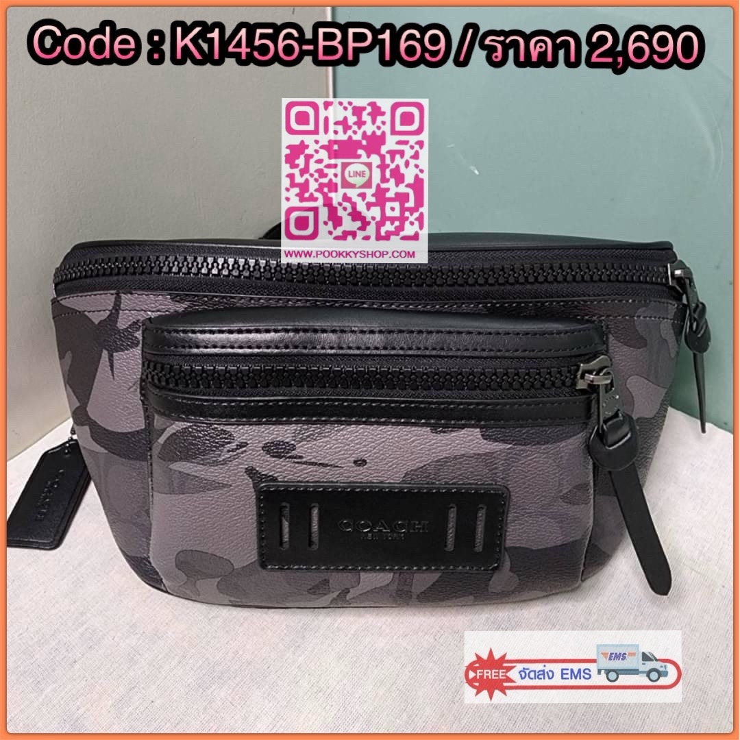 กระเป๋า คาดอก/คาดเอว COACH TERRAIN BELT BAG IN SIGNATURE CANVAS WITH CAMO PRINT (COACH F89034) เป๋าคาดเข็มขัด ผ้าใบเคลือบซิกเนเจอร์และหนังลูกวัวอย่างดี ภายในกระเป๋ามัลติฟังก์ชั่น ปิดด้วยซิป ซับในผ้า กระเป๋าซิปด้านนอก สายปรับได้สำหรับสวมใส่ที่เอว