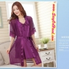 เซ็ทชุดคลุมนอน set กางเกงชุดนอน +สายเดี่ยว+เสื้อคลุม ผ้าไหม สีม่วง แต่งลายช่วงอก และแขน เนื้อเย็นสบาย หรูหรา สวยงาม คลาสสิคมากๆคะ