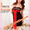 ชุดนอน เซ็กซี่ ชุดนอนซีทรู สีดำ แบบเกาะอกลูกไม้ ผูกริบบิ้นผ้าสีแดง ตัวเสื้อด้านหลังเป็นยางยืด สวยเปรี้ยว มากๆคะ พร้อมG string เข้าชุด
