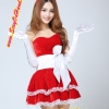 ชุดแฟนซี บันนี่ กระต่าย แซนตี้ สาวแสนซน ชุด แฟนซี คริสมาต์ส เกาะอก สีแดง แต่งขอบฟูสีขาว ชายแต่งระบาย 2ชั้น+ผ้าคาดติดโบว์ +ถุงมือขาวยาว 1คู่ +คาดผมหูกระต่าย +สายชั้นในแบบใส