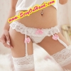 กางเกงใน แบบมีสายรัดถุงน่องในตัว สีขาว แต่งขอบลูกไม้ แต่งริบบิ้นชมพู ใสๆ หวานๆ น่ารักๆ จ๊ะ