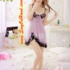 ชุดนอนซีทรู สายเดี่ยว สีม่วงอ่อน ชายเล่นระดับแต่งขอบลูกไม้ดำ เนื้อผ้าหรู มีน้ำหนักทิ้งตัวสวยคะ +G-string