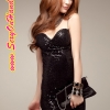 ชุดเดรสสั้น เดรสปาร์ตี้ เดรสออกงาน กลางคืน สายเดี่ยว ปักเลื่อมสีดำ เนื้อผ้ายืดเข้ารูป สวยเปรี่้ยว สวมใส่สบาย +G-string