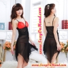 ชุดนอนเซ็กซี่ ชุดนอนซีทรู ชุดนอนสายเดี่ยวสีดำ แต่งลูกไม้แดงหน้าอก เย็บต่อ ชายเล่นระดับ เนื้อผ้าชีฟองยืดอย่างดี ตัวผ้ามีน้ำหนัก และทิ้งตัวมากๆ คะ ชุดสวยเก๋ เปรี้ยว +G string เข้าชุด