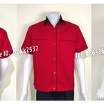 รหัส A 240 เสื้อช่างแขนสั้นแบบแดงกุ้นกรม(สั่งตัด)