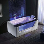 อ่างอาบน้ำชิดผนังทรงสี่เหลี่ยม รุ่นM01 ขนาด1.7เมตร อ่างอาบน้ำวน อ่างสปา อ่างจากุชชี่ อ่างแช่น้ำ อ่างน้ำจากุซซี่ อ่างอาบน้ำราคาถูก 1.7M 2-Person Couple Whirlpool Massage Hydrotherapy White Corner Bathtub Tub and Inline Water Heater (M01)