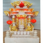 ศาลเจ้าที่หินอ่อน (ตี่จู้หินอ่อน ตี่จู้เอี๊ยะ) ขนาด 18 นิ้ว 888 หินสีขาว พ่นทอง