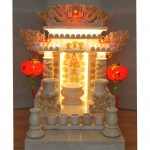 ศาลเจ้าที่หินอ่อน (ตี่จู้หินอ่อน ตี่จู้เอี๊ยะ) เจ้าที่ขนาด 18 นิ้ว (รุ่นโชคลาภ) 2 เสา 3 หลังคา เกล็ดทอง