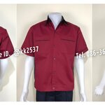 รหัส A 236 เสื้อช่างแขนสั้นแบบเลือดหมูข้างดำ(สั่งตัด)