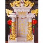 ศาลเจ้าที่ขนาด 18นิ้ว(รุ่นโชคลาภ) 2 เสา 3 หลังคา หินสีขาวพ่นทอง