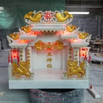 ศาลเจ้าที่หินอ่อน (ตี่จู้หินอ่อน ตี่จู้เอี๊ยะ) มีปลาอย่างเดียว ที่ขนาด 35 นิ้ว ขาวพ่นทอง (สั่งทำพิเศษ)