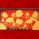 ภาพดอกบัว พื้นทอง งานปิดทองคำแท้ ขนาดกว้าง120x60ซม