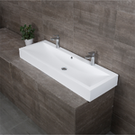 อ่างล้างหน้าวางบนเคาน์เตอร์ก๊อกคู่ รุ่นH01 อ่างล้างหน้าแบบก๊อกคู่ อ่างสี่เหลี่ยม อ่างล้างหน้าอะคริลิค อ่างล้างมือราคาถูก เครื่องสุขภัณฑ์ อุปกรณ์ตกแต่งห้องน้ำ Double Wash Basin Bathroom Acrylic Sink (H01)