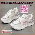 รองเท้าผ้าใบแฟชั่น โทนครีมตัดเทา แต่งลายชมพูหวานนิด ๆ เท่หน่อย ๆ คู่นี้ใส่แล้วขาเรียวขั้นสุด พื้นหนานุ่ม เดินทั้งวันไม่มีเมื่อย ใส่เที่ยว ใส่ทำงาน ใส่ไปเรียน ก็รอดทุกลุค