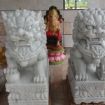 สิงโตปักกิ่งหินอ่อนแกะสลัก ขนาด สูง 100 กว้าง 40 ยาว 65 เซนติเมตร