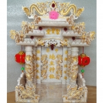 ศาลเจ้าที่ขนาด 16 นิ้ว(รุ่นมั่งคั่งมั่นคง) 4 เสา 5 หลังคา 8ปลา 8หงส์ 8มังกร เกร็ดทอง