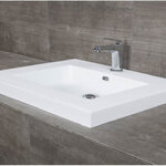 อ่างล้างหน้าวางบนเคาน์เตอร์ ทรงสี่เลี่ยม รุ่นC02 อ่างล้างหน้าอะคริลิค อ่างล้างมือราคาถูก ชุดอ่างล้างหน้า อ่างล้างหน้าแบบเคาน์เตอร์ อุปกรณ์ห้องน้ำ อุปกรณ์ตกแต่งห้องน้ำ White Rectangle Sink Above Counter (C02)