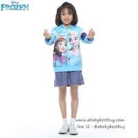 (Size10)เสื้อแจ็คเก็ต เสื้อกันหนาวแขนยาว เด็กผู้หญิง สกรีนลาย Frozen สีฟ้าอ่อน รูดซิป มีหมวก(ฮู้ด)ใส่คลุมกันหนาว กันแดด ใส่สบาย ดิสนีย์แท้ ลิขสิทธิ์แท้ (สำหรับเด็ก 10-11 ปี)