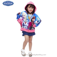 (Size10)เสื้อแจ็คเก็ต เสื้อกันหนาวแขนยาว เด็กผู้หญิง สกรีนลาย Frozen สีฟ้า รูดซิป มีหมวก(ฮู้ด)ใส่คลุมกันหนาว กันแดด ใส่สบาย ดิสนีย์แท้ ลิขสิทธิ์แท้ (สำหรับเด็ก10-11 ปี)