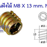 ตัวหนอนฝังไม้ M8 x 13 mm. (บรรจุ 20 ตัวต่อชุด)