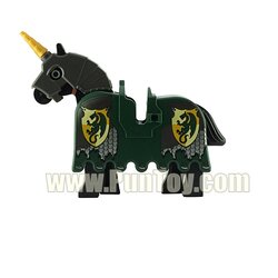 ม้า+Dark Green Horse Barding, Ruffled Edge with Kingdoms Dragon Shield