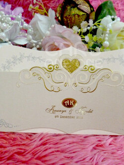 การ์ดแต่งงาน การ์ดเรียบหรู คลาสิค แนวนอน 3 พับ