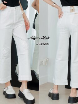 กางเกงแฟชั่น No. RGF790# -กางเกงยีนส์สีขาวขา9ส่วน ทรงมาใหม่คะ ทรงนี้ปีนี้มาแรงมากค่ะ