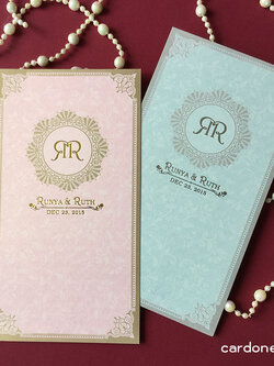 การ์ดแต่งงานวินเทจ กระดาษมุกแนวตั้ง