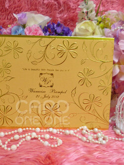 การ์ดแต่งงาน การ์ดเรียบหรู คลาสิค แนวนอน 2 พับ