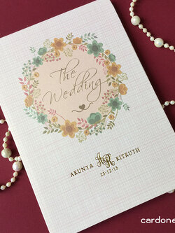 การ์ดแต่งงานวินเทจลายมงกุฎดอกไม้