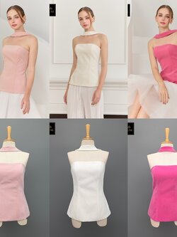 เสื้อแฟชั่น เสื้อเกาะอกทรงเข้ารูป มีสายคล้องคอด้านหลัง