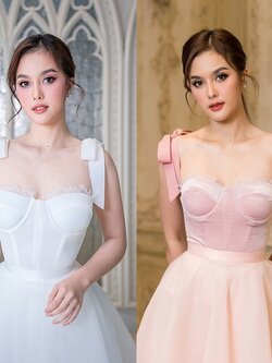 เสื้อแฟชั่น เสื้อสายเดี่ยวสไตล์คอร์เซ็ตบรา ผ้ากำมะหยี่เนื้อนุ่มยืดหยุ่น มีโครงทั้งเก็บและดันทรงสวย