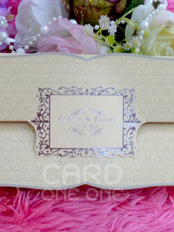 การ์ดแต่งงาน เรียบหรู คลาสิค แนวนอน 3 พับ