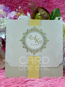 การ์ดแต่งงาน การ์ดเรียบหรู คลาสิค แนวตั้ง 3 พับ